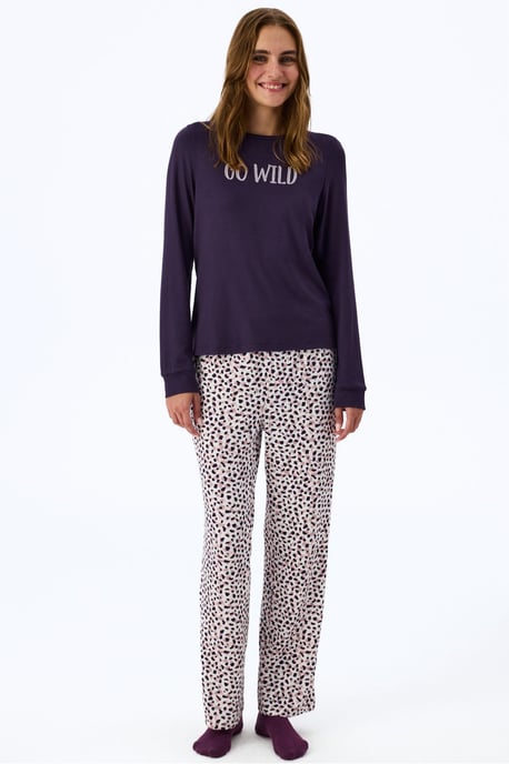 Midnight Mood Pyjama-Oberteil mit Slogan-Print, langen Ärmeln - Image 3