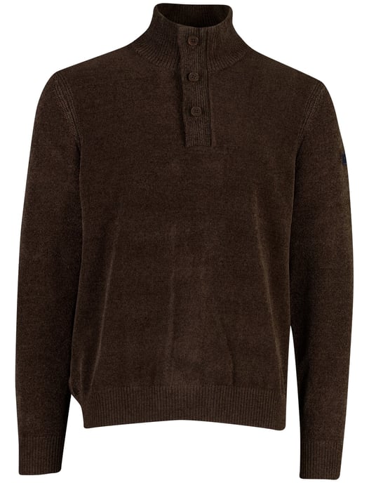 Blue Industry Brauner Pullover mit halbem Reißverschluss, Knöpfen und Reißverschluss - Image 2