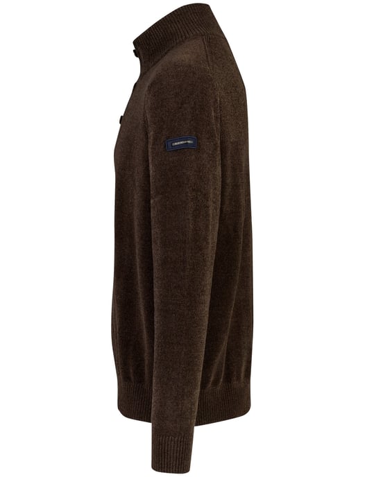 Blue Industry Brauner Pullover mit halbem Reißverschluss, Knöpfen und Reißverschluss - Image 3