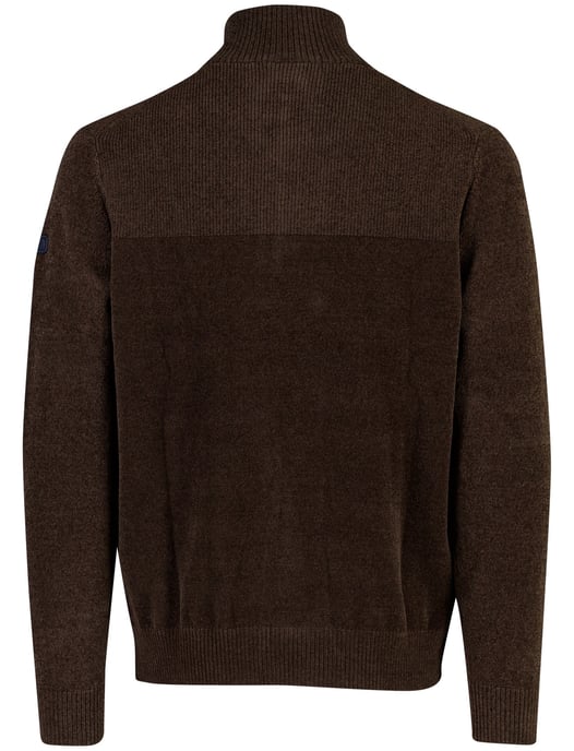 Blue Industry Brauner Pullover mit halbem Reißverschluss, Knöpfen und Reißverschluss - Image 4