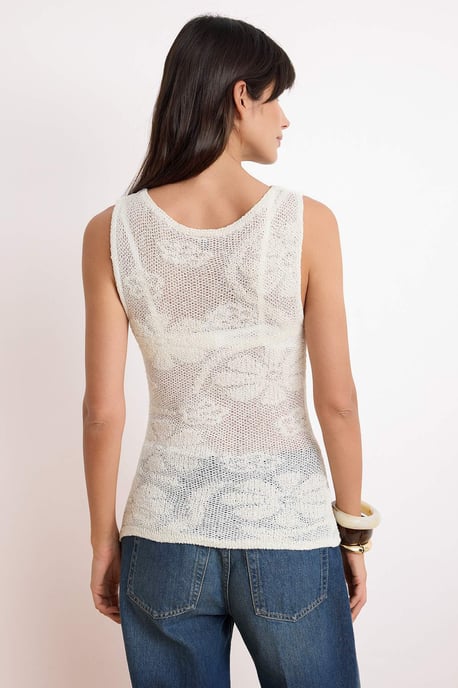 TRENDYOLMİLLA Damen Ecru Geblümt Ärmellos Tailliert Blusen - Image 5