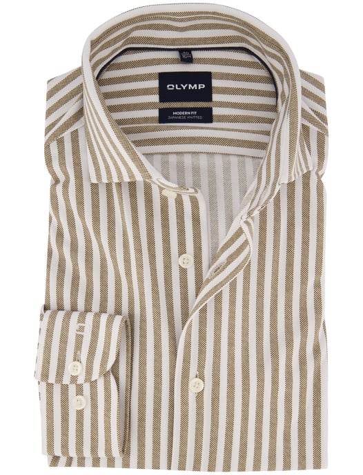 OLYMP Braunes Japanese Knitted Stretch Hemd - Image 1