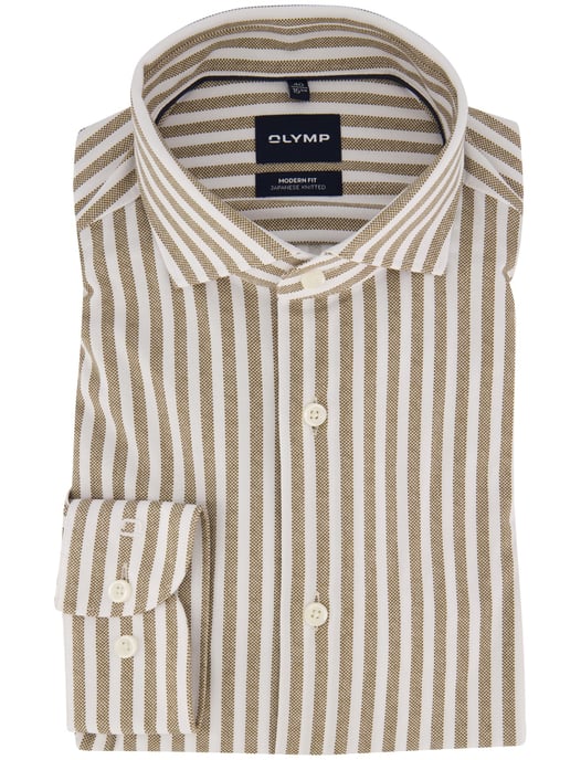OLYMP Braunes Japanese Knitted Stretch Hemd - Image 2