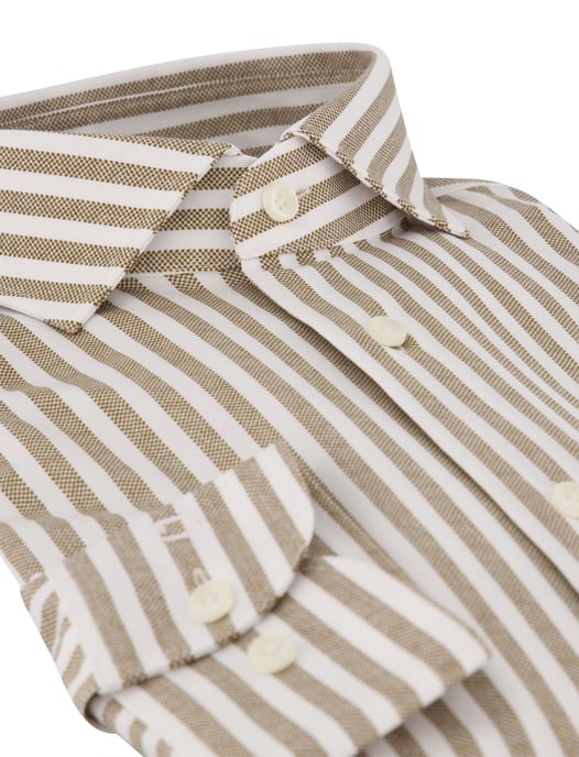 OLYMP Braunes Japanese Knitted Stretch Hemd - Image 3