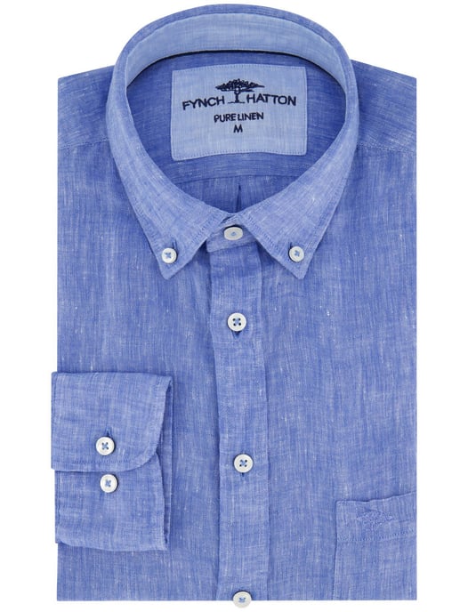 Fynch-Hatton Leinenhemd Mittelblau - Image 2