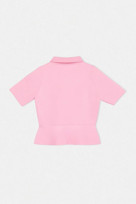 TRENDYOLMİLLA Damen Rosa Einfarbig Kurz Tailliert Blusen - Image 4