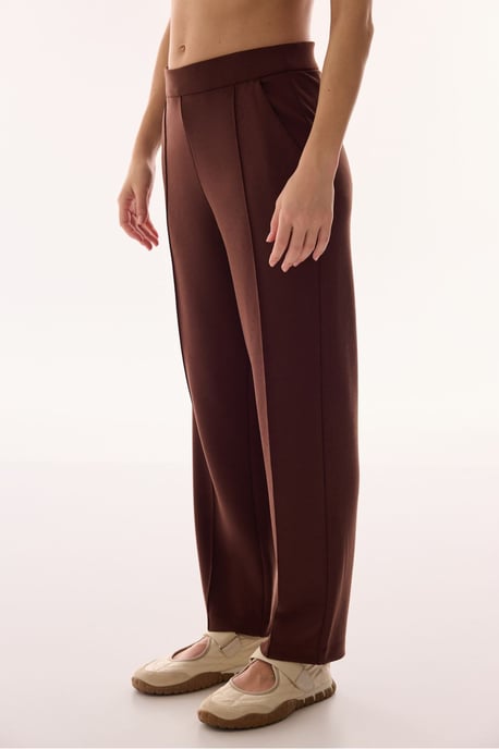 Mid-Waist Oversized Trousers mit geradem Bein aus Jersey - Image 1
