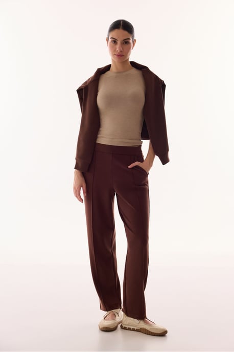 Mid-Waist Oversized Trousers mit geradem Bein aus Jersey - Image 4