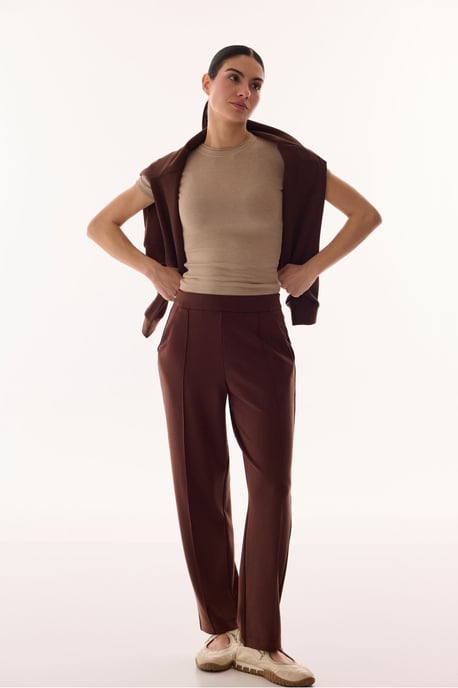 Mid-Waist Oversized Trousers mit geradem Bein aus Jersey - Image 5