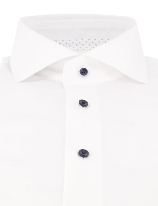 Michaelis Baumwollhemd Weiß Slim Fit Uni Bügelfrei - Image 3