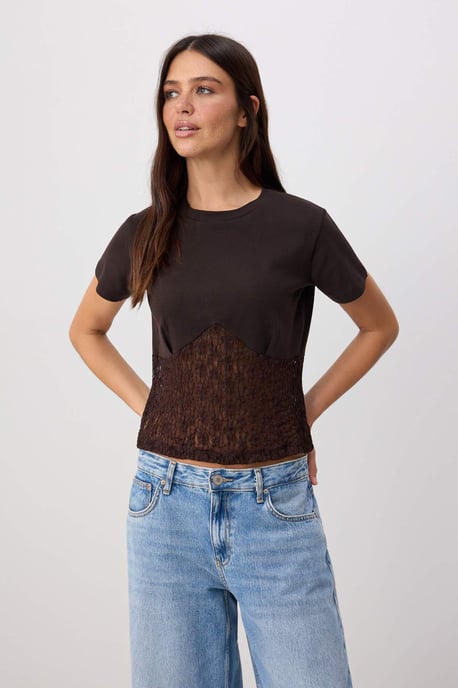 TRENDYOLMİLLA Damen Braun Einfarbig Kurz Tailliert Blusen - Image 1