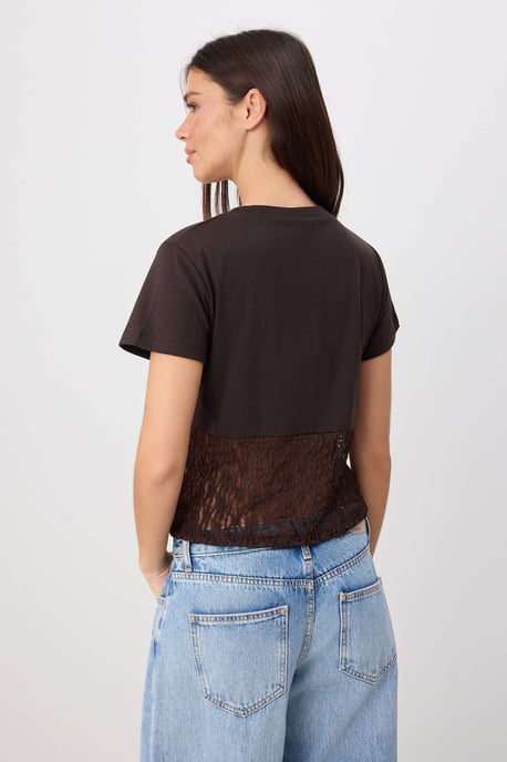 TRENDYOLMİLLA Damen Braun Einfarbig Kurz Tailliert Blusen - Image 3