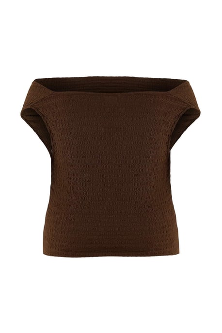 Trendyol Curve Damen Braun Einfarbig Ärmellos Tailliert Große Größen Blusen - Image 5