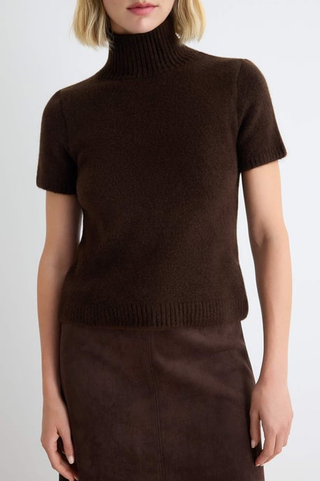 TRENDYOLMİLLA Damen Braun Einfarbig Kurz Tailliert Blusen - Image 2