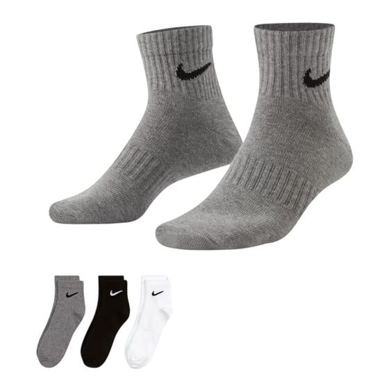 Nike - Knöchelsocken für Herren/Damen Unisex, Leicht, Training (3er-Pack) (Grau/Schwarz/Weiß) - Image 2