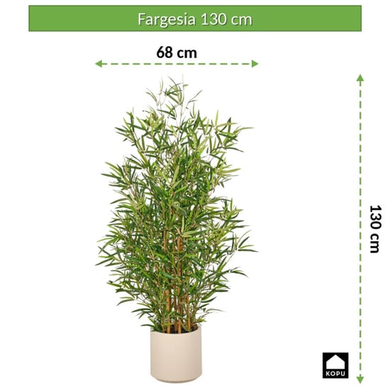 Kopu ® künstliche Bambuspflanze 130 cm 1978 Blätter cremefarbener Topf Fargesia - Image 5