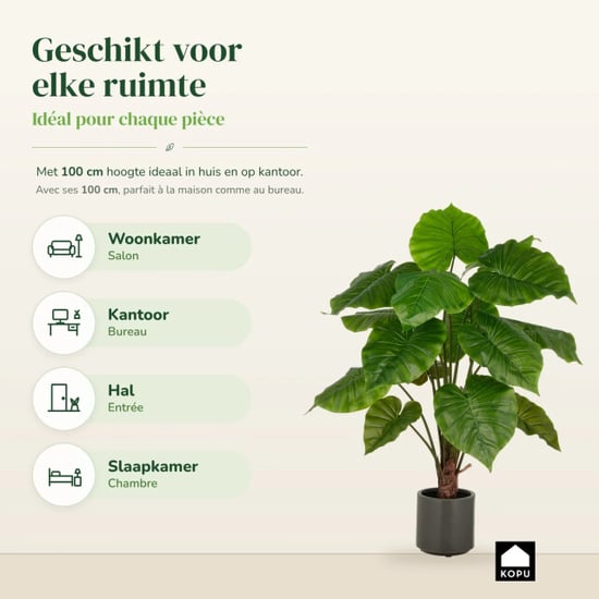 Kopu ® künstliche Alocasia-Pflanze 100 cm grauer Topf Elefantenohr - Image 5