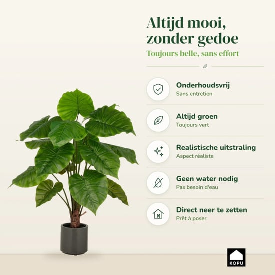 Kopu ® künstliche Alocasia-Pflanze 100 cm grauer Topf Elefantenohr - Image 6
