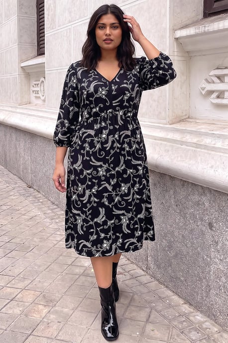 Roman Curve Floral Stretch-Kleid mit V-Ausschnitt - Image 2