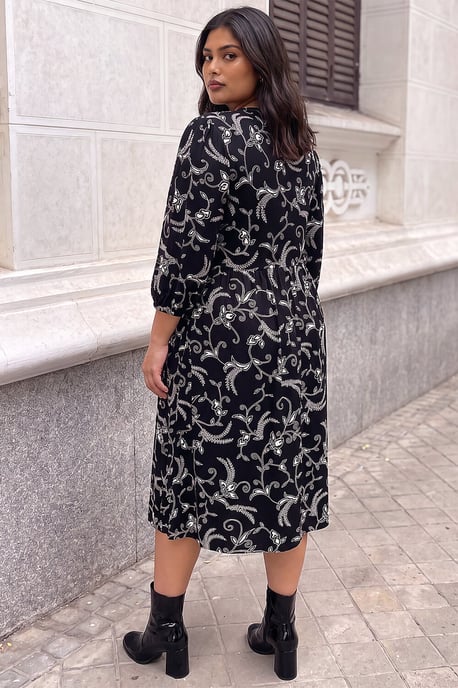 Roman Curve Floral Stretch-Kleid mit V-Ausschnitt - Image 3