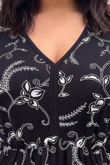 Roman Curve Floral Stretch-Kleid mit V-Ausschnitt - Image 4