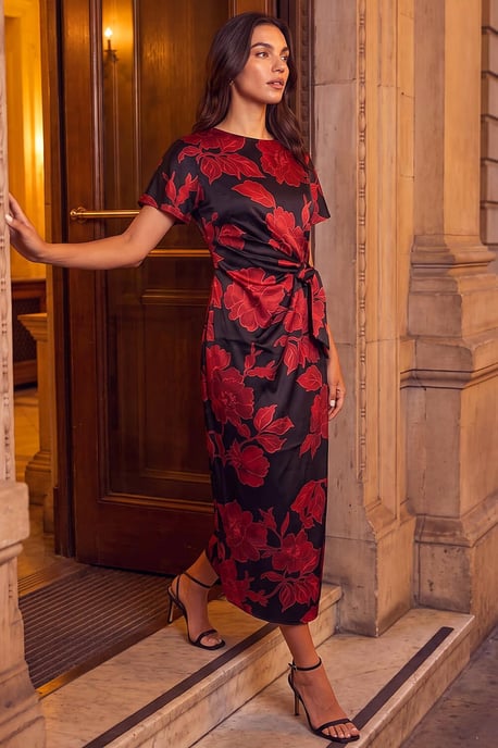 Roman Geblümtes Midikleid mit seitlicher Bindung - Image 2