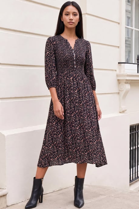 Petite Kleid mit Blumenmuster und gerafftem Oberteil - Image 1