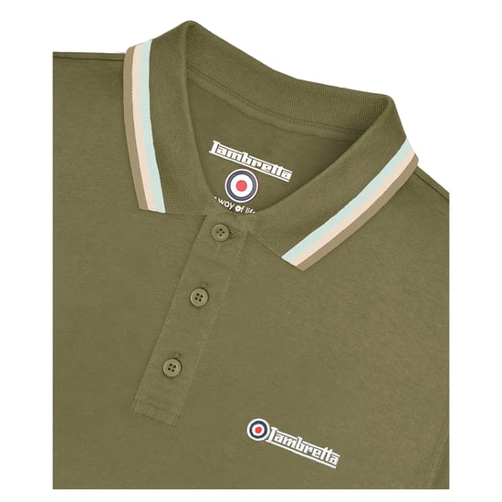 Lambretta - Poloshirt für Herren (Khakigrün/Aquablau/Silber/Nussbraun) - Image 4