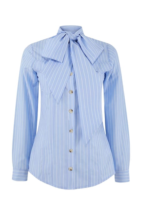 Trendyol Modest Damen Blau Gestreift Lang Regular Fit Modest Hemden - Image 3