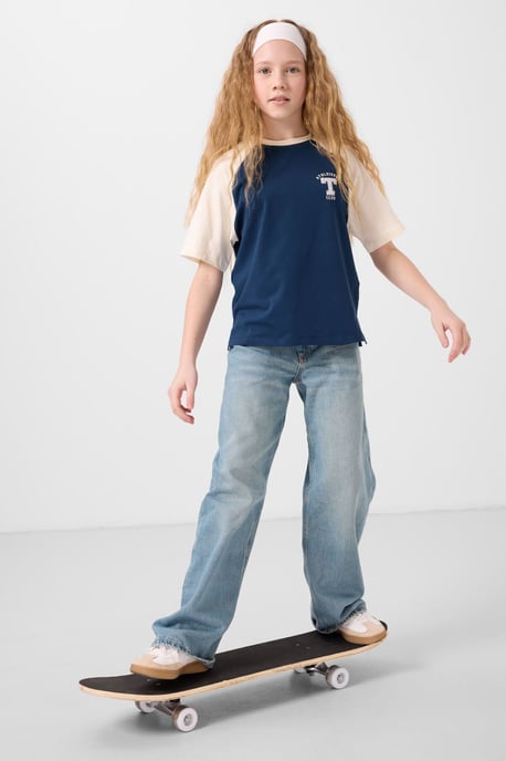 T-Shirt mit Rundhalsausschnitt, Textprint und Relaxed Fit - Image 1