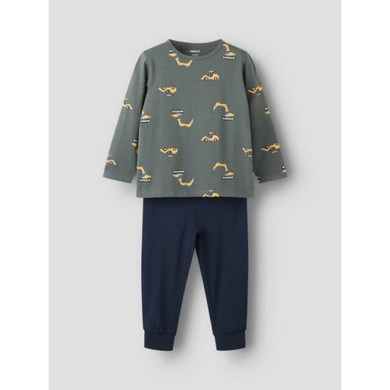 Name It Jungen-Langpyjama-Set nmmnightset Grau/Dunkelblau Baggerprint - Image 4