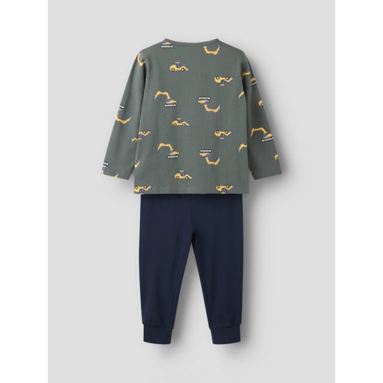 Name It Jungen-Langpyjama-Set nmmnightset Grau/Dunkelblau Baggerprint - Image 5