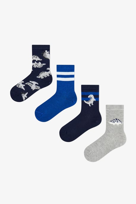 Mellow Rex Dinosaurier-Print 4er-Pack Sneakersocken - Image 1