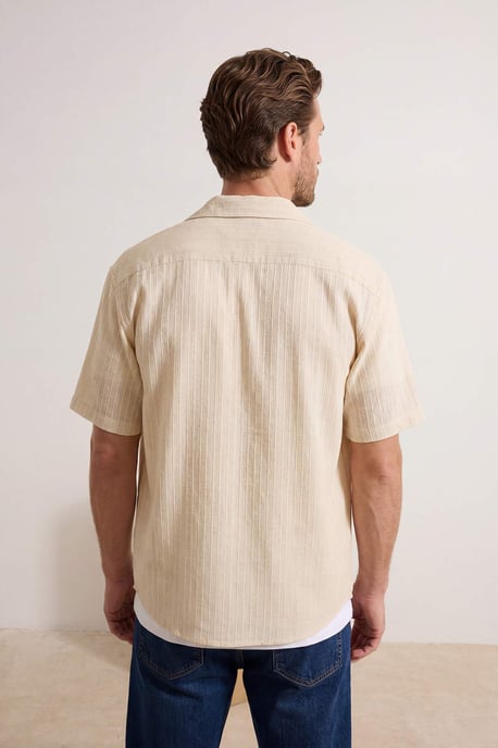 TRENDYOL MAN Herren Ecru Strukturiert Kurz Oversize Hemden - Image 2