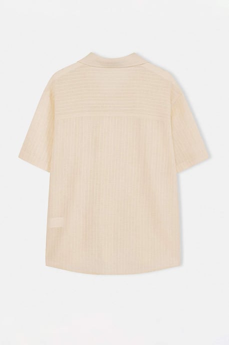 TRENDYOL MAN Herren Ecru Strukturiert Kurz Oversize Hemden - Image 5