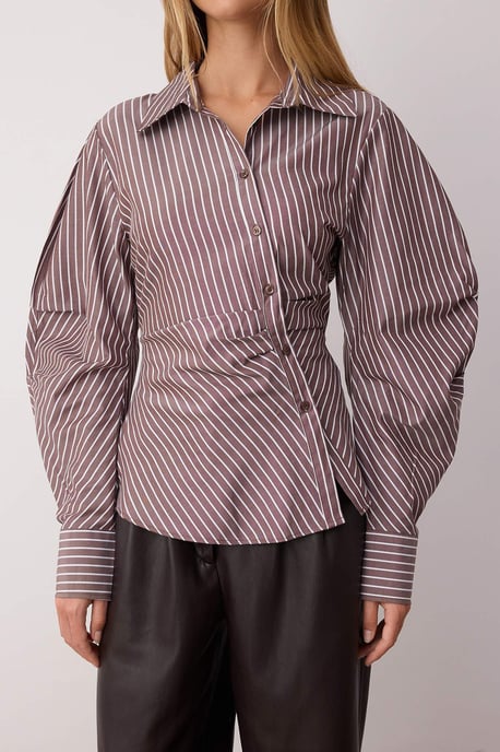 TRENDYOLMİLLA Mädchen Braun Einfarbig Lang Slim Fit Hemden - Image 2