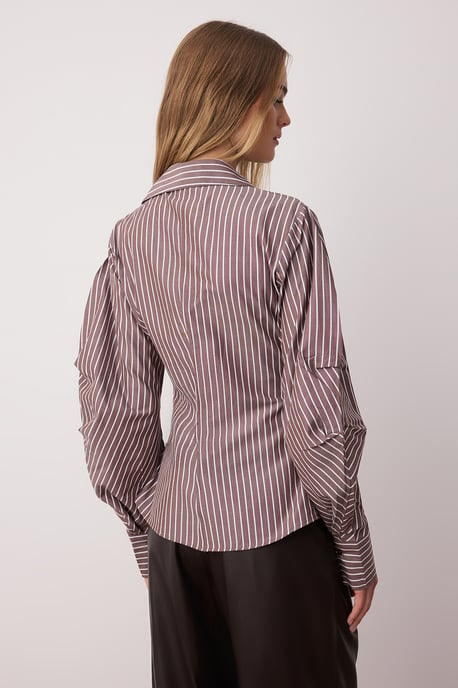 TRENDYOLMİLLA Mädchen Braun Einfarbig Lang Slim Fit Hemden - Image 3