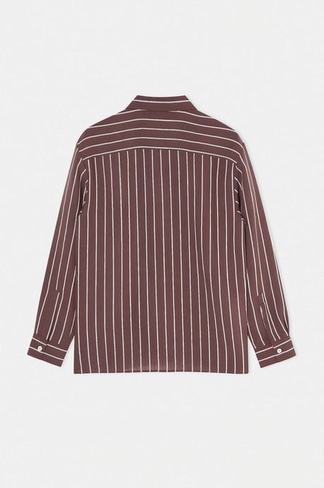 TRENDYOL MAN Herren Braun Gestreift Lang Oversize Hemden - Image 5