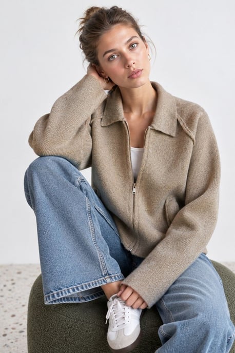 Soft Touch Strickjacke mit Reißverschluss - Image 1