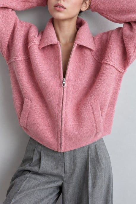 Soft-Touch-Strick-Cardigan mit Reißverschluss - Image 2
