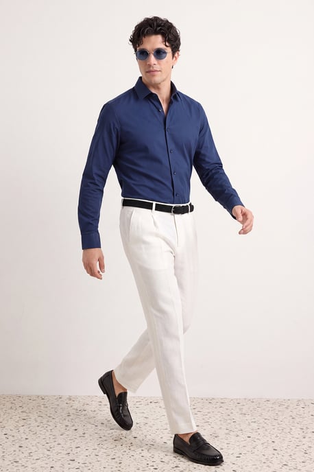 TRENDYOL MAN Herren Dunkelblau Einfarbig Lang Slim Fit Hemden - Image 2