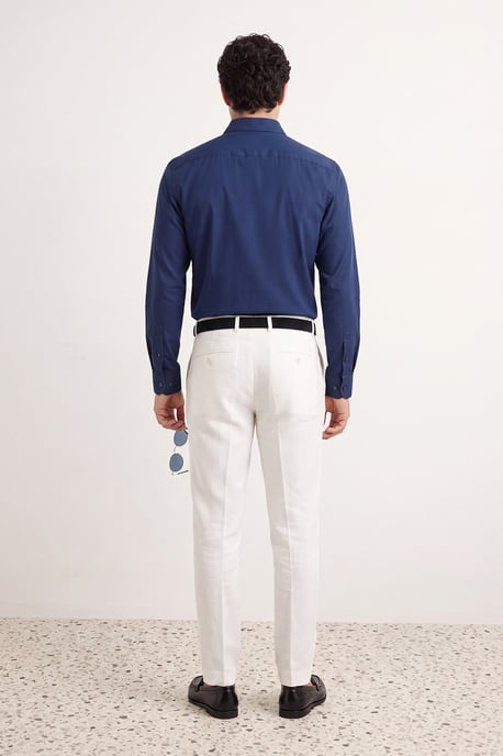 TRENDYOL MAN Herren Dunkelblau Einfarbig Lang Slim Fit Hemden - Image 3