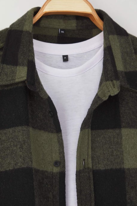 TRENDYOL MAN Herren Khaki Kariert Lang Regular Fit Große Größen Hemden - Image 4