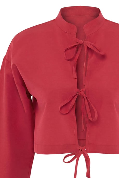 TRENDYOLMİLLA Damen Rot Gestreift Lang Regular Fit Hemden - Image 4