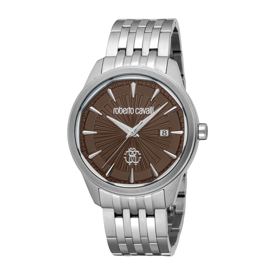 ROBERTO CAVALLI Herrenuhr, Gehäuse in Silber, Zifferblatt in Sand, Metallarmband in Silber, 3 Zeiger, Datumsanzeige, 5 ATM - Image 1