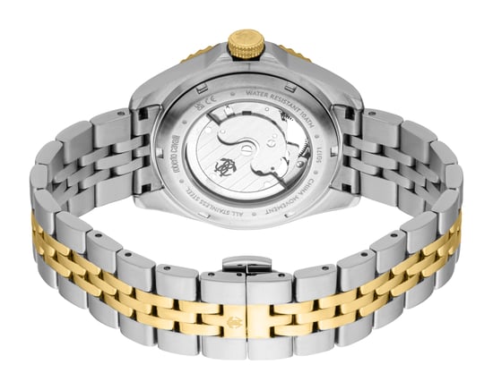 ROBERTO CAVALLI Herrenuhr, Gehäuse in Silber- und Goldoptik, dunkelblaues Zifferblatt, Metallarmband in Silber- und Goldoptik, Automatik, 10 ATM - Image 2