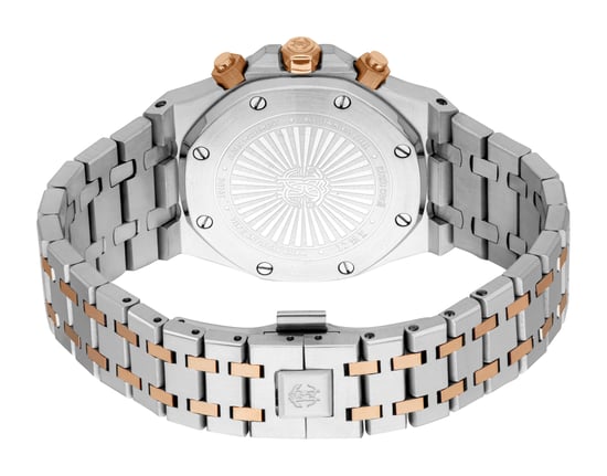 ROBERTO CAVALLI Herrenuhr, Gehäuse in zweifarbigem Silber- und Roségoldton, dunkelblaues Zifferblatt, Metallarmband in zweifarbigem Silber- und Roségoldton, Chronograph, 3 ATM - Image 2