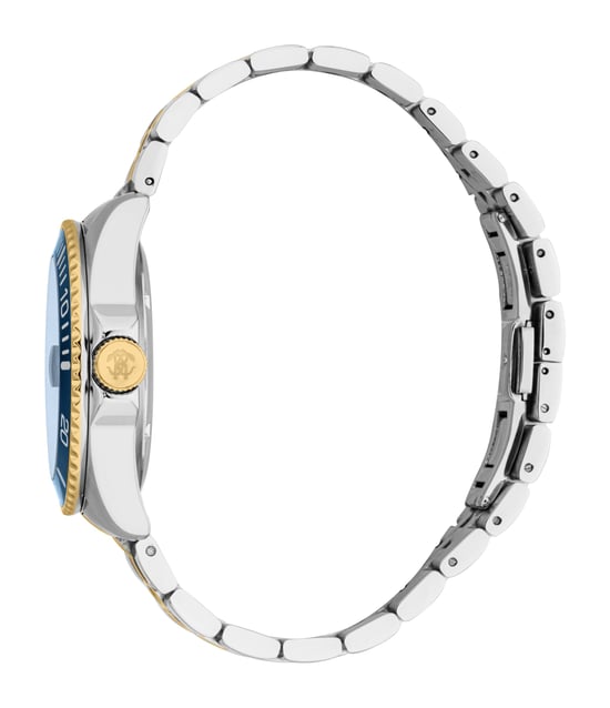 ROBERTO CAVALLI Herrenuhr, Gehäuse in Silber- und Goldoptik, dunkelblaues Zifferblatt, Metallarmband in Silber- und Goldoptik, Automatik, 10 ATM - Image 3