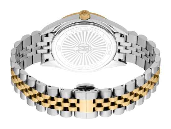 ROBERTO CAVALLI Herrenuhr, zweifarbige Gehäusefarbe Silber & Gold, schwarzes Zifferblatt, zweifarbiges Metallarmband in Silber & Gold, 3 Zeiger, Wochentag-Datum, 5 ATM - Image 2