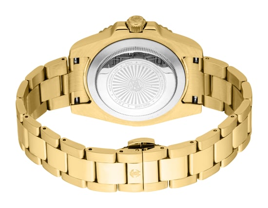 ROBERTO CAVALLI Herrenuhr, Gehäuse in Goldfarbe, schwarzes Zifferblatt, Metallarmband in Goldfarbe, 3 Zeiger, Datumsanzeige, 5 ATM - Image 2